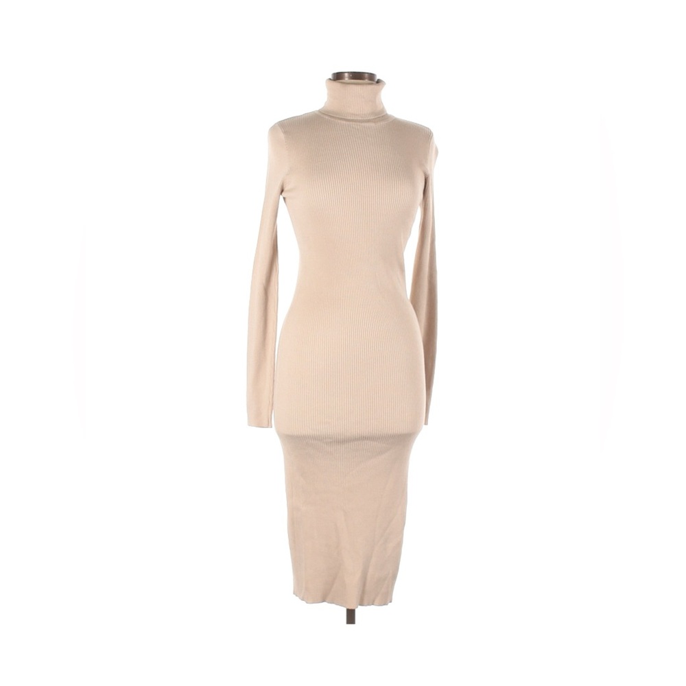 Rocorose Tan Long Sleeve Midi Dress M